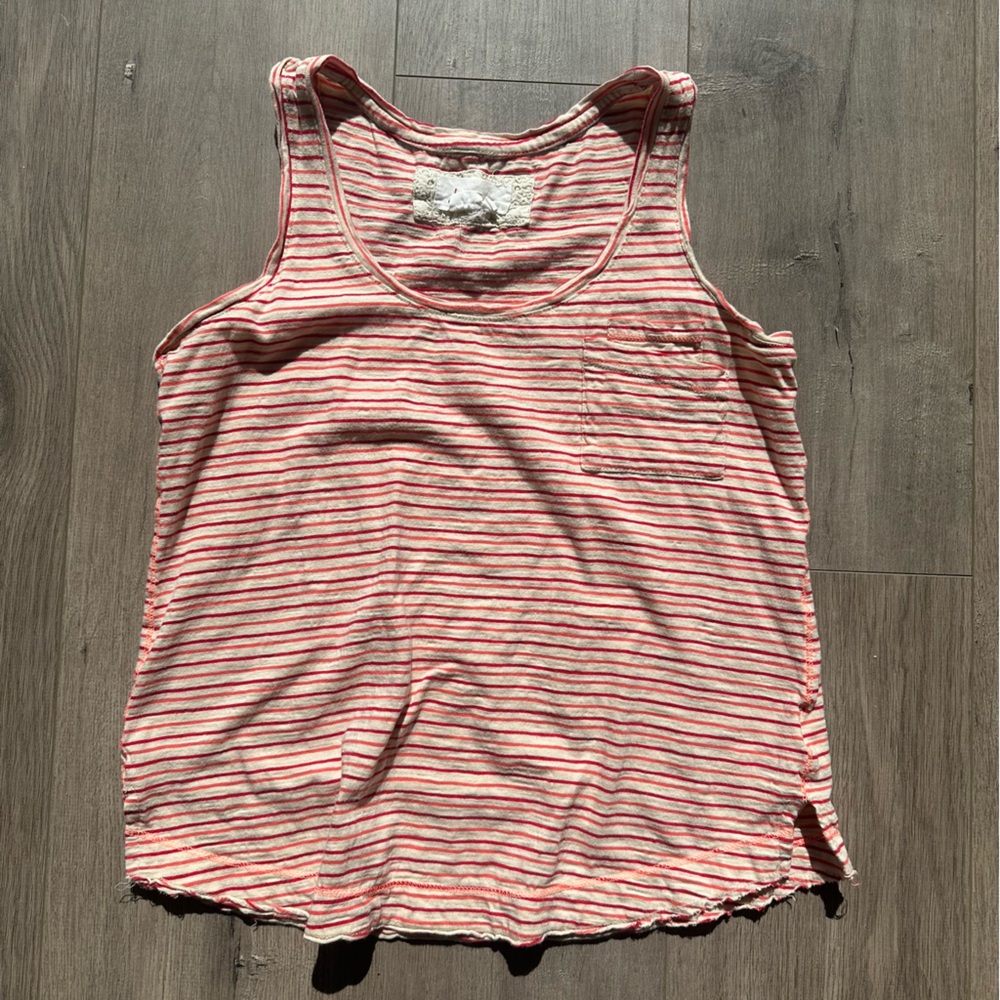 By Anthropologie beige, red and coral striped tank top - size XS